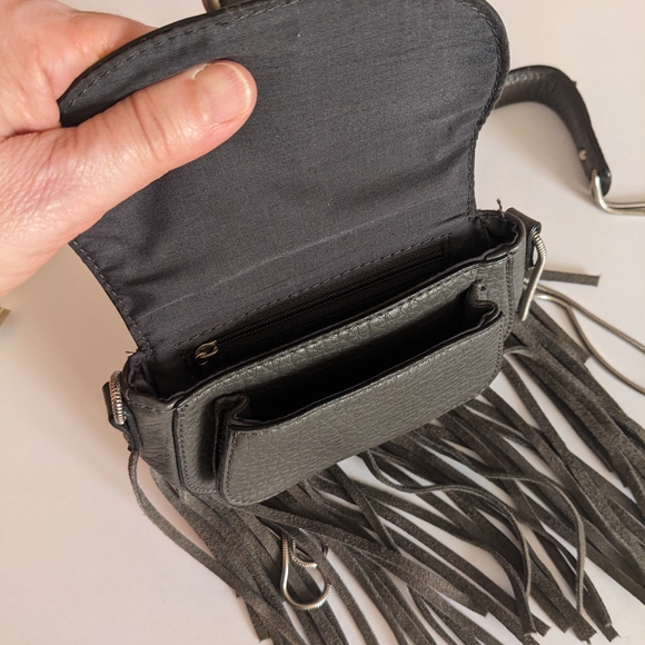 Fringe Mini Bag - Grey -Crossbody. - Picture 5 of 11